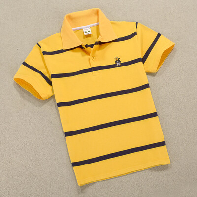 Mazuļu zēnu sporta polo krekli Vasaras krekls ar īsām piedurknēm Pusaudžiem zēniem Chemise Cotton Stripes Camisa polo bērnu kostīms no 3 līdz 14 gadiem