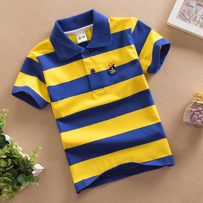 Mazuļu zēnu sporta polo krekli Vasaras krekls ar īsām piedurknēm Pusaudžiem zēniem Chemise Cotton Stripes Camisa polo bērnu kostīms no 3 līdz 14 gadiem