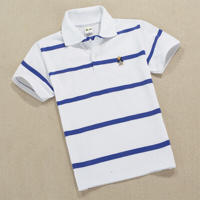 Mazuļu zēnu sporta polo krekli Vasaras krekls ar īsām piedurknēm Pusaudžiem zēniem Chemise Cotton Stripes Camisa polo bērnu kostīms no 3 līdz 14 gadiem