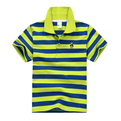 Mazuļu zēnu sporta polo krekli Vasaras krekls ar īsām piedurknēm Pusaudžiem zēniem Chemise Cotton Stripes Camisa polo bērnu kostīms no 3 līdz 14 gadiem