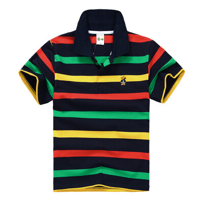 Mazuļu zēnu sporta polo krekli Vasaras krekls ar īsām piedurknēm Pusaudžiem zēniem Chemise Cotton Stripes Camisa polo bērnu kostīms no 3 līdz 14 gadiem