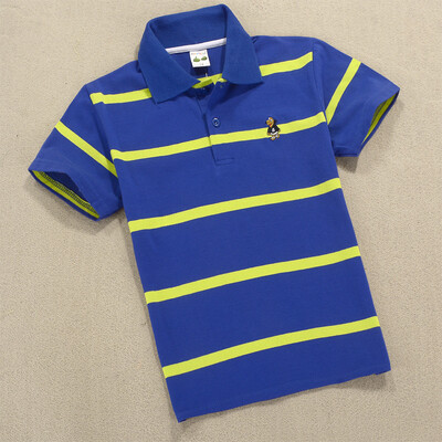 Mazuļu zēnu sporta polo krekli Vasaras krekls ar īsām piedurknēm Pusaudžiem zēniem Chemise Cotton Stripes Camisa polo bērnu kostīms no 3 līdz 14 gadiem