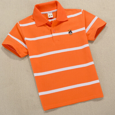 Mazuļu zēnu sporta polo krekli Vasaras krekls ar īsām piedurknēm Pusaudžiem zēniem Chemise Cotton Stripes Camisa polo bērnu kostīms no 3 līdz 14 gadiem