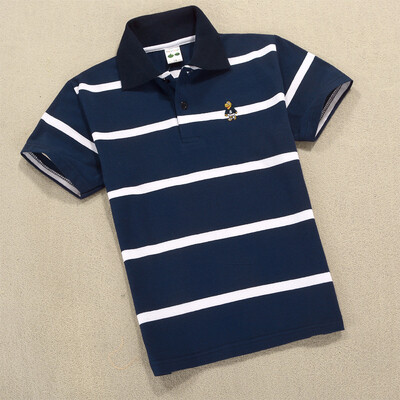 Mazuļu zēnu sporta polo krekli Vasaras krekls ar īsām piedurknēm Pusaudžiem zēniem Chemise Cotton Stripes Camisa polo bērnu kostīms no 3 līdz 14 gadiem