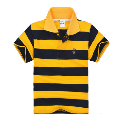 Mazuļu zēnu sporta polo krekli Vasaras krekls ar īsām piedurknēm Pusaudžiem zēniem Chemise Cotton Stripes Camisa polo bērnu kostīms no 3 līdz 14 gadiem