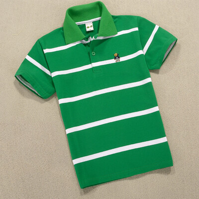 Mazuļu zēnu sporta polo krekli Vasaras krekls ar īsām piedurknēm Pusaudžiem zēniem Chemise Cotton Stripes Camisa polo bērnu kostīms no 3 līdz 14 gadiem