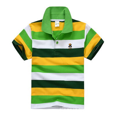 Mazuļu zēnu sporta polo krekli Vasaras krekls ar īsām piedurknēm Pusaudžiem zēniem Chemise Cotton Stripes Camisa polo bērnu kostīms no 3 līdz 14 gadiem