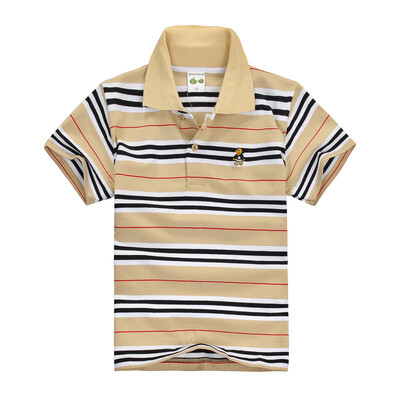 Mazuļu zēnu sporta polo krekli Vasaras krekls ar īsām piedurknēm Pusaudžiem zēniem Chemise Cotton Stripes Camisa polo bērnu kostīms no 3 līdz 14 gadiem