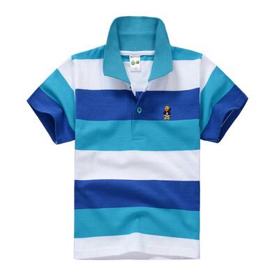 Mazuļu zēnu sporta polo krekli Vasaras krekls ar īsām piedurknēm Pusaudžiem zēniem Chemise Cotton Stripes Camisa polo bērnu kostīms no 3 līdz 14 gadiem