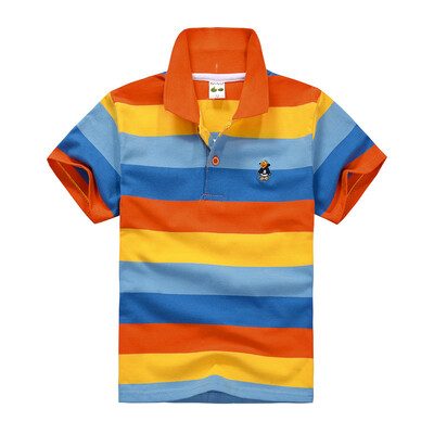 Mazuļu zēnu sporta polo krekli Vasaras krekls ar īsām piedurknēm Pusaudžiem zēniem Chemise Cotton Stripes Camisa polo bērnu kostīms no 3 līdz 14 gadiem