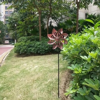 Kinetic Wind Spinners Wind Catchers Spinner Outdoor Yard Patio Lawn Garden Dec Διπλός Ανεμόμυλος Γλυπτό με σταθερό μεταλλικό πάσσαλο