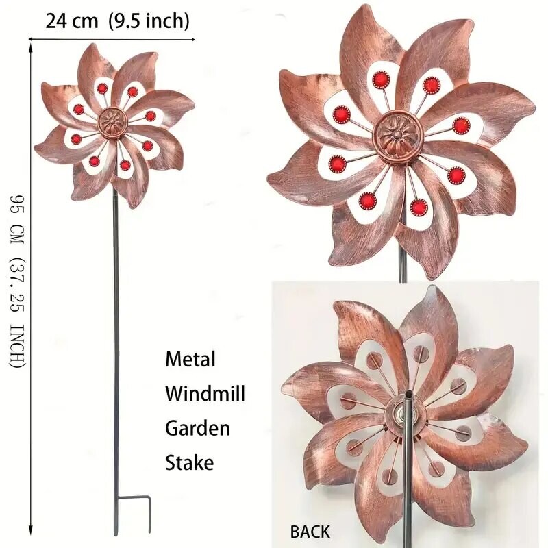 Kinetičke vjetrenjača Spinner za hvatanje vjetra Vanjsko dvorište Dvorište Travnjak Vrt Dec Dvostruka skulptura vjetrenjača sa stabilnim metalnim kolcem