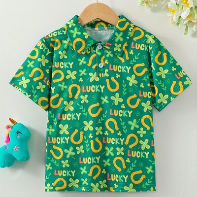 Karikatūras raksta apdruka, zēni, meitenes, radoši polo krekli Ikdienas krekls ar īsām piedurknēm, topi Bērnu apģērbi vasarai brīvā dabā