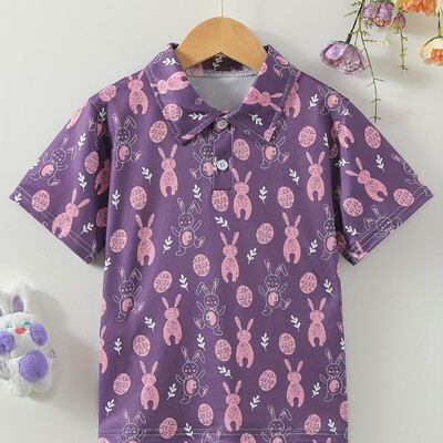 Karikatūras raksta apdruka, zēni, meitenes, radoši polo krekli Ikdienas krekls ar īsām piedurknēm, topi Bērnu apģērbi vasarai brīvā dabā