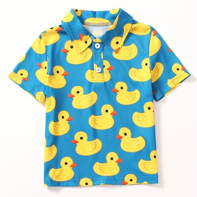 Karikatūras raksta apdruka, zēni, meitenes, radoši polo krekli Ikdienas krekls ar īsām piedurknēm, topi Bērnu apģērbi vasarai brīvā dabā