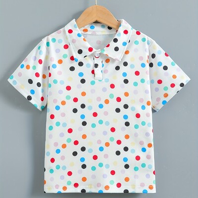 Karikatūras raksta apdruka, zēni, meitenes, radoši polo krekli Ikdienas krekls ar īsām piedurknēm, topi Bērnu apģērbi vasarai brīvā dabā