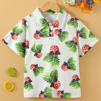 Karikatūras raksta apdruka, zēni, meitenes, radoši polo krekli Ikdienas krekls ar īsām piedurknēm, topi Bērnu apģērbi vasarai brīvā dabā