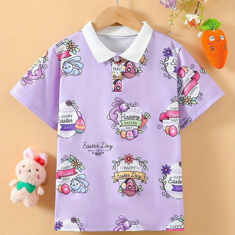 Karikatūras raksta apdruka, zēni, meitenes, radoši polo krekli Ikdienas krekls ar īsām piedurknēm, topi Bērnu apģērbi vasarai brīvā dabā