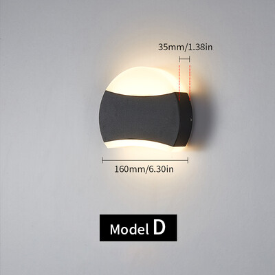 Lauko sieninis šviestuvas, atsparus vandeniui IP66 12W 6W LED sieninis šviestuvas, balkonas, sodo apdaila, apšvietimo lempa AC85-265V namų apšvietimas