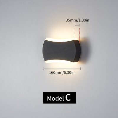 Lauko sieninis šviestuvas, atsparus vandeniui IP66 12W 6W LED sieninis šviestuvas, balkonas, sodo apdaila, apšvietimo lempa AC85-265V namų apšvietimas