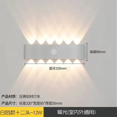 6/8/12W PIR kustības sensors LED iekštelpu āra ūdensnecaurlaidīgs alumīnija dārza verandas apgaismojums koridora ieejas viesistabas lampas gaisma