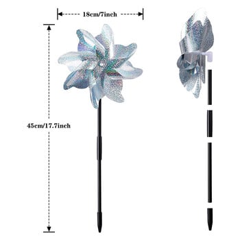 4 τμχ Reflective Birds Repellent Windmills Sparkly Pinwheel with Stake Bird Scare Devices for Spring Garden Decor 2024