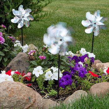 4 τμχ Reflective Birds Repellent Windmills Sparkly Pinwheel with Stake Bird Scare Devices for Spring Garden Decor 2024