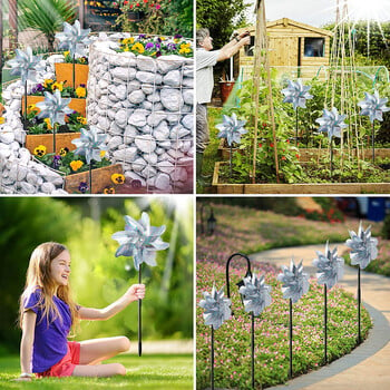 4 τμχ Reflective Birds Repellent Windmills Sparkly Pinwheel with Stake Bird Scare Devices for Spring Garden Decor 2024