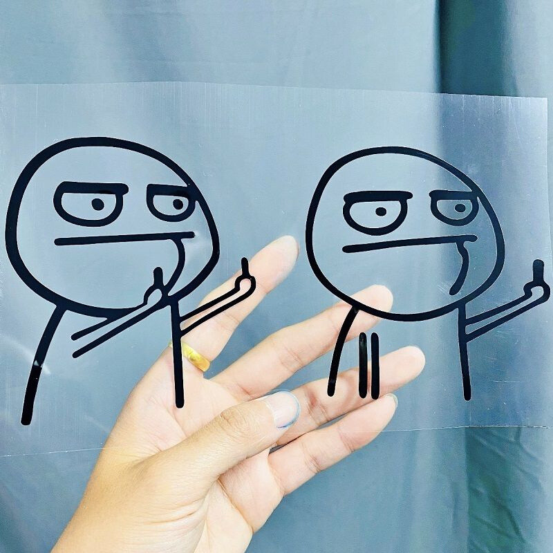 Αστεία δημιουργικά αυτοκόλλητα με προσωπικότητα αυτοκινήτου, τριγωνικό τζάμι παραθύρου, anime, μανγκα περιφρονεί το μεσαίο δάχτυλο αυτοκόλλητο αυτοκίνητο