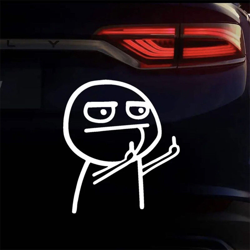 Αστεία δημιουργικά αυτοκόλλητα με προσωπικότητα αυτοκινήτου, τριγωνικό τζάμι παραθύρου, anime, μανγκα περιφρονεί το μεσαίο δάχτυλο αυτοκόλλητο αυτοκίνητο
