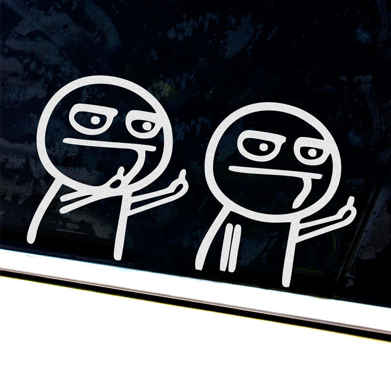 Αστεία δημιουργικά αυτοκόλλητα με προσωπικότητα αυτοκινήτου, τριγωνικό τζάμι παραθύρου, anime, μανγκα περιφρονεί το μεσαίο δάχτυλο αυτοκόλλητο αυτοκίνητο