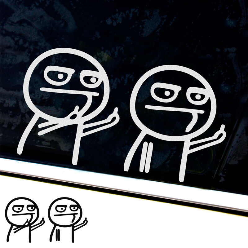 Αστεία δημιουργικά αυτοκόλλητα με προσωπικότητα αυτοκινήτου, τριγωνικό τζάμι παραθύρου, anime, μανγκα περιφρονεί το μεσαίο δάχτυλο αυτοκόλλητο αυτοκίνητο