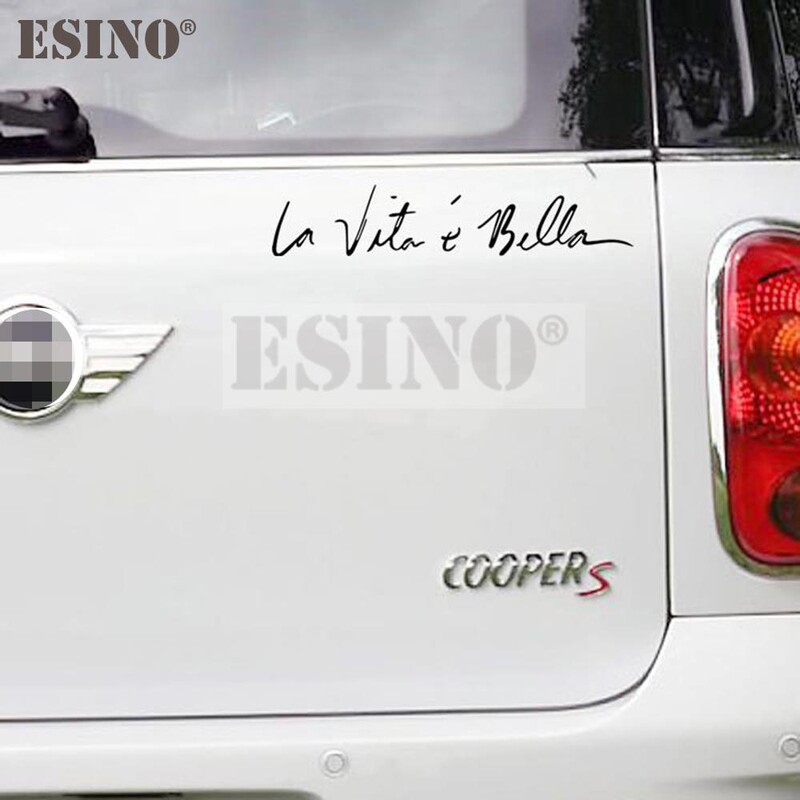 Automobilių modeliavimo lipdukas su automobiliu gyvenimas yra toks gražus itališkas La Vita E Bella PVC 3D raižinys, atsparus vandeniui vinilo automobilių lipdukai Automobilių priedai