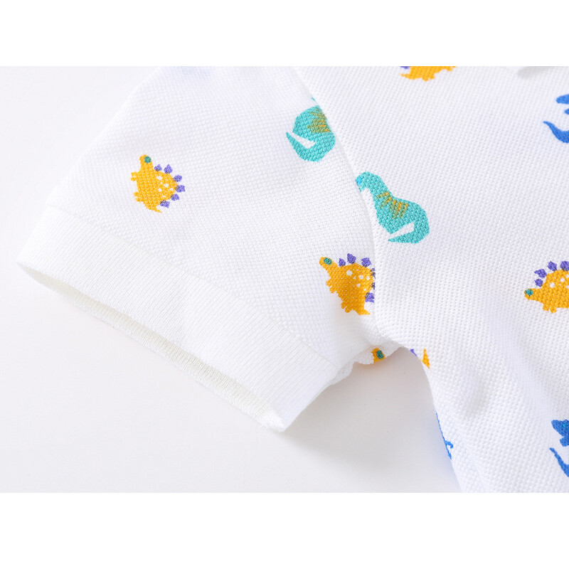 Formális pólóingek gyerekeknek póló fiú tipegő ruhák parti fehér dinoszaurusz aranyos koreai úri ing nyári felsők 2 4 6 7 év