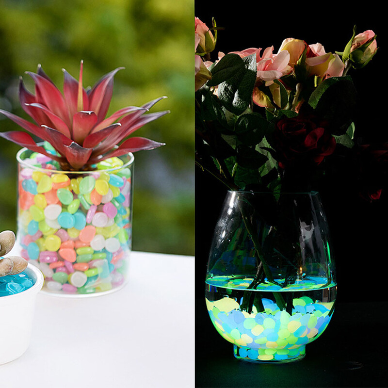 100db vegyes színű kültéri világító kövek sötétben világítanak a kertben kavicsok akvárium dekoráció kavics sziklák akváriumi kiegészítők