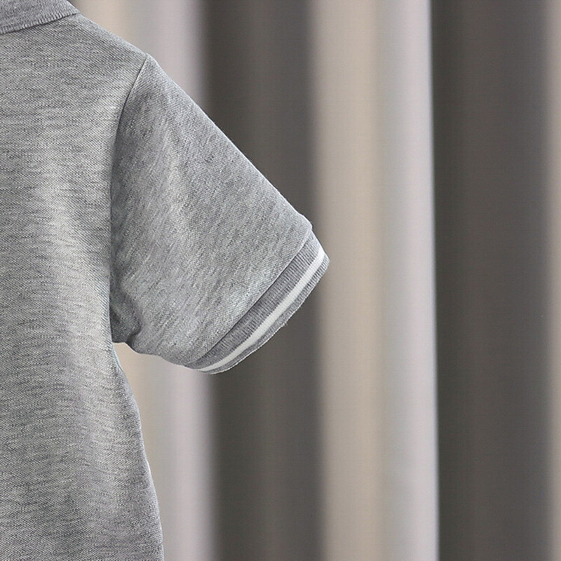 2024. gada vasaras zēni, moderns ikdienas elpojošs, melns, balts un pelēks trīskrāsu/polo krekls/krekls ar īsām piedurknēm/2–8 gadus vecs