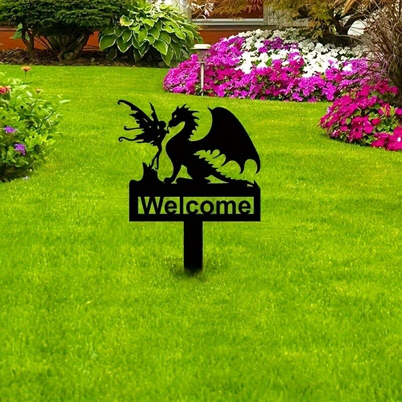 1db Sárkánykerti Tündér Cím Udvari Reklám Fém Sárkánykert Karó Sárkány Címtábla Sárkány Acél Kertészeti Udvari dekoráció