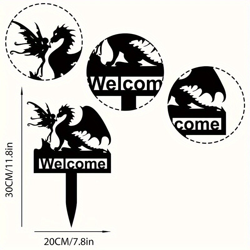 1db Sárkánykerti Tündér Cím Udvari Reklám Fém Sárkánykert Karó Sárkány Címtábla Sárkány Acél Kertészeti Udvari dekoráció