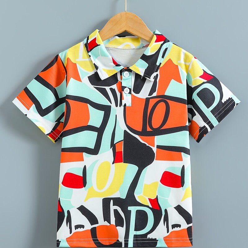 Kūrybingi animacinių filmų motyvai Spausdinti berniukų polo marškinėliai Vaikiški laisvalaikio trumpomis rankovėmis atvartais kvėpuojantys vaikiški vasaros kasdieniai lauko marškinėliai