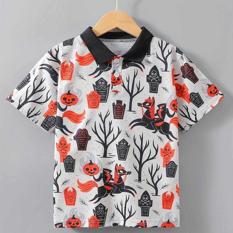 Kūrybingi animacinių filmų motyvai Spausdinti berniukų polo marškinėliai Vaikiški laisvalaikio trumpomis rankovėmis atvartais kvėpuojantys vaikiški vasaros kasdieniai lauko marškinėliai