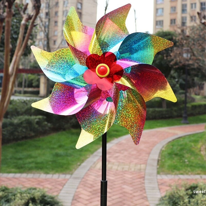 Lazerinis nuo paukščių atbaidymo vėjo malūnas lauko sidabro spalvos besisukantis vėjo malūnas nuo balandžių atmetimo suktukas sodo sodo paukščių baidymo įrankis