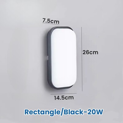 Ovaalne/ruudukujuline niiskuskindel LED-seinalamp 15W/20W pinnale paigaldatav vannitoalamp veekindel rõdu aia väli-laevalgustid