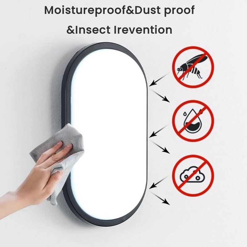 Ovaalne/ruudukujuline niiskuskindel LED-seinalamp 15W/20W pinnale paigaldatav vannitoalamp veekindel rõdu aia väli-laevalgustid