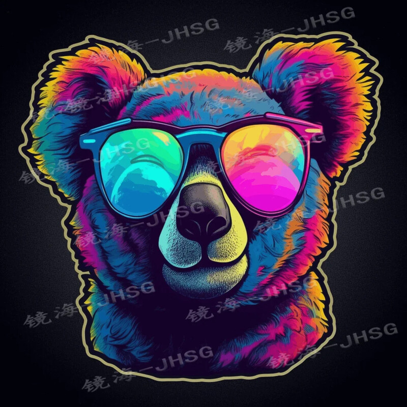 Színes medve matrica papírpohár laptop számítógép autó ablak lökhárító vinil matrica - vízálló és napvédő PVC