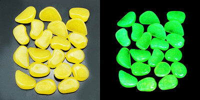 30db Világító kövek 2,5 cm Sötétben ragyogó kavicsok Akvárium Táj kültéri Dekor Kert Dekoráció Kavics