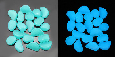 30db Világító kövek 2,5 cm Sötétben ragyogó kavicsok Akvárium Táj kültéri Dekor Kert Dekoráció Kavics