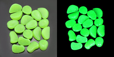 30db Világító kövek 2,5 cm Sötétben ragyogó kavicsok Akvárium Táj kültéri Dekor Kert Dekoráció Kavics