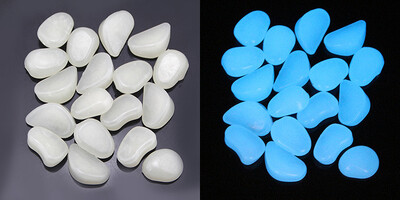 30db Világító kövek 2,5 cm Sötétben ragyogó kavicsok Akvárium Táj kültéri Dekor Kert Dekoráció Kavics