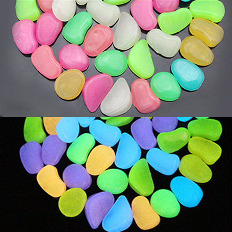 30db Világító kövek 2,5 cm Sötétben ragyogó kavicsok Akvárium Táj kültéri Dekor Kert Dekoráció Kavics