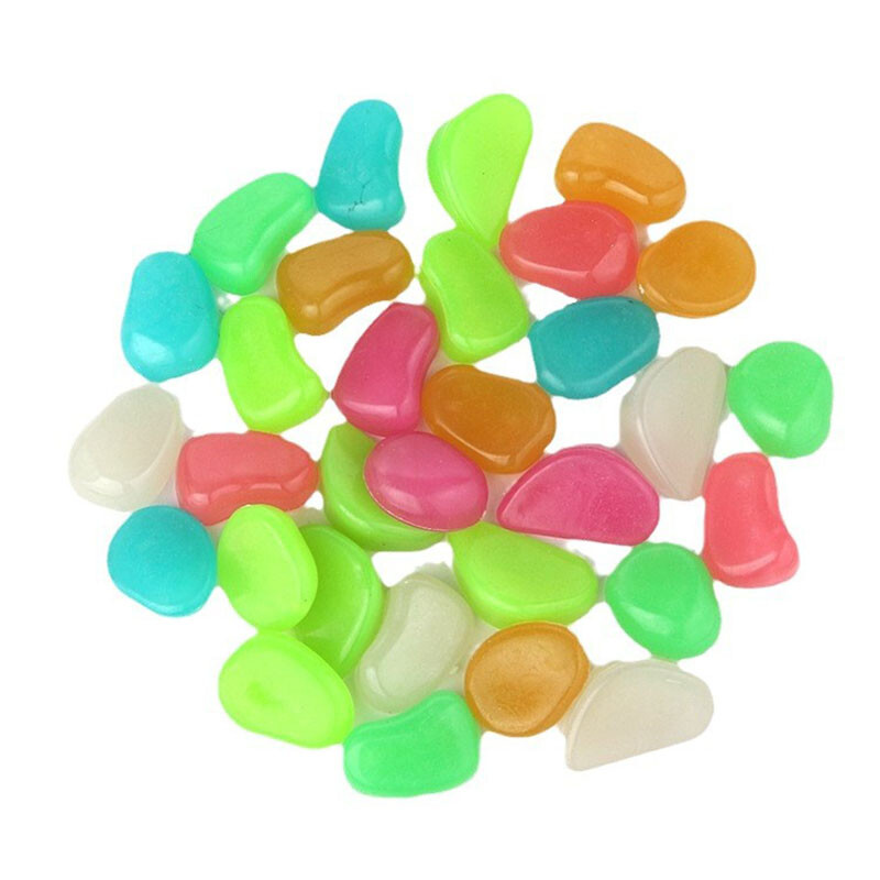 30db Világító kövek 2,5 cm Sötétben ragyogó kavicsok Akvárium Táj kültéri Dekor Kert Dekoráció Kavics